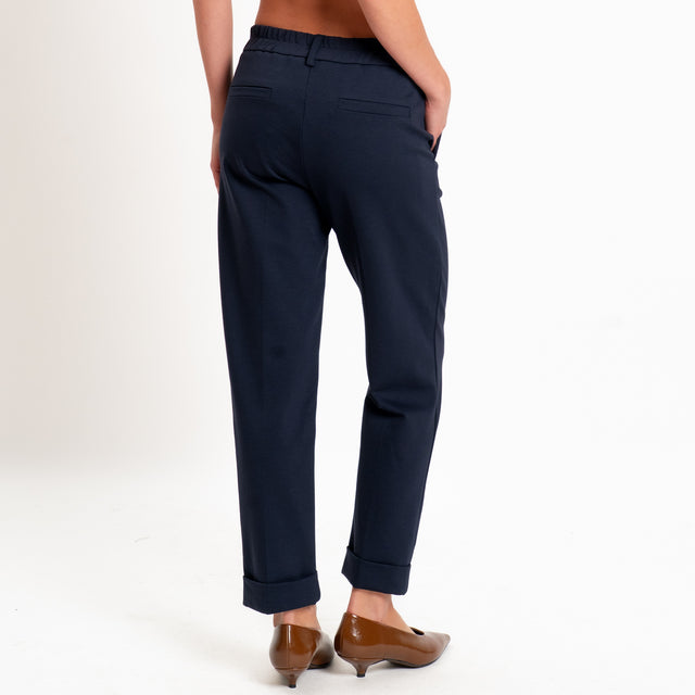 Zeroassoluto-Pantalone BETTY punto milano elastico dietro - blu
