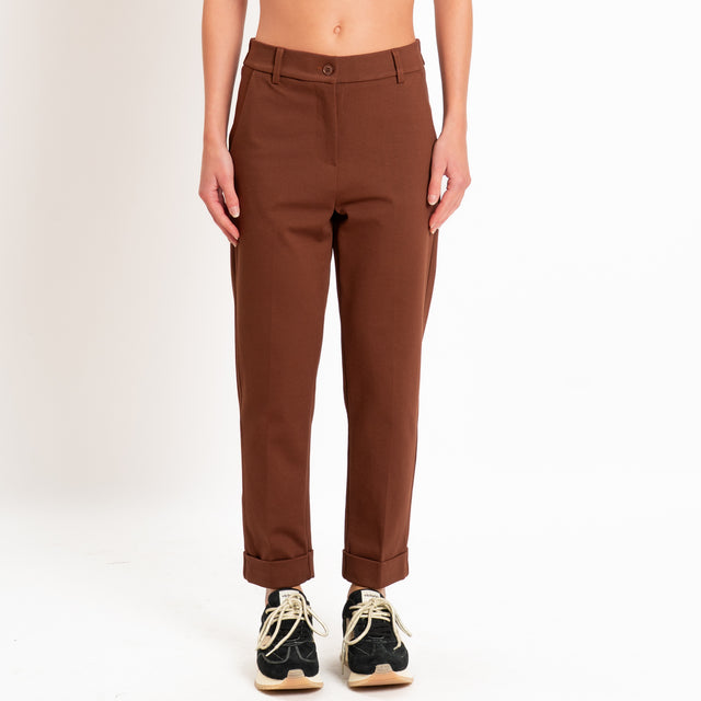 Zeroassoluto-Pantalone BETTY punto milano elastico dietro - choco