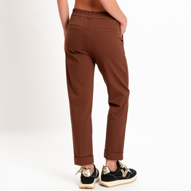 Zeroassoluto-Pantalone BETTY punto milano elastico dietro - choco