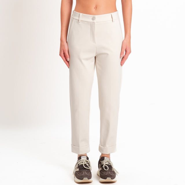 Zeroassoluto-Pantalone BETTY punto milano elastico dietro - gesso