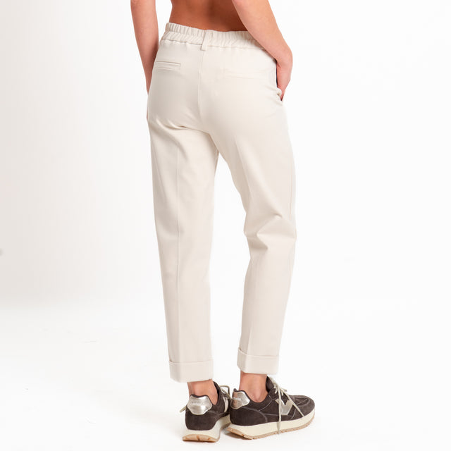 Zeroassoluto-Pantalone BETTY punto milano elastico dietro - gesso