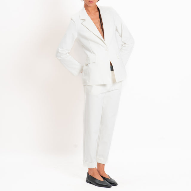 Zeroassoluto-Pantalone BETTY punto milano elastico dietro - latte
