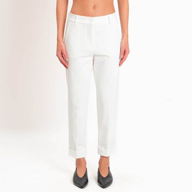 Zeroassoluto-Pantalone BETTY punto milano elastico dietro - latte