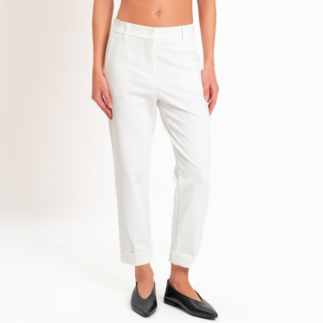 Zeroassoluto-Pantalone BETTY punto milano elastico dietro - latte
