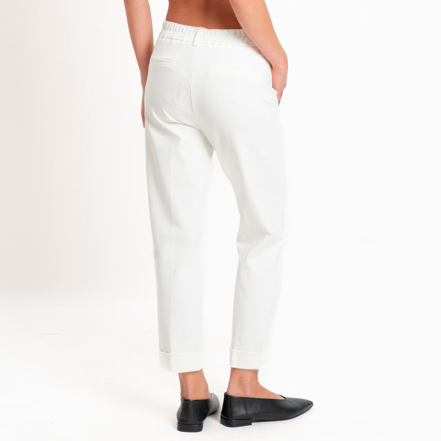 Zeroassoluto-Pantalone BETTY punto milano elastico dietro - latte