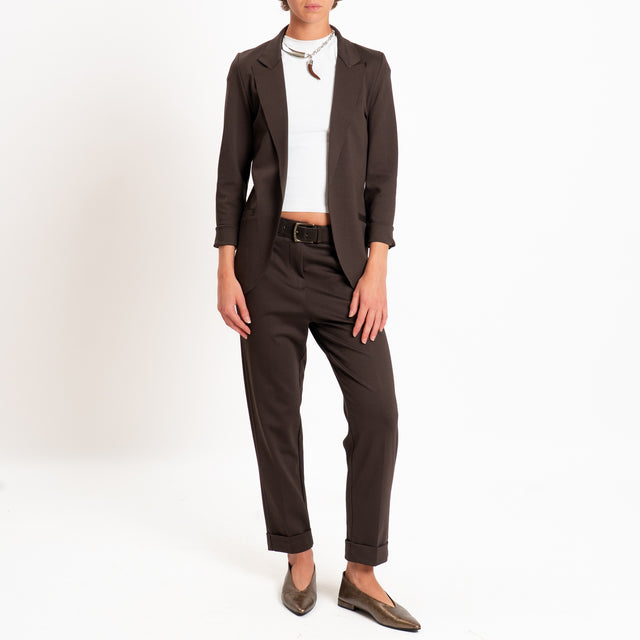 Zeroassoluto-Pantalone BETTY punto milano elastico dietro - moro