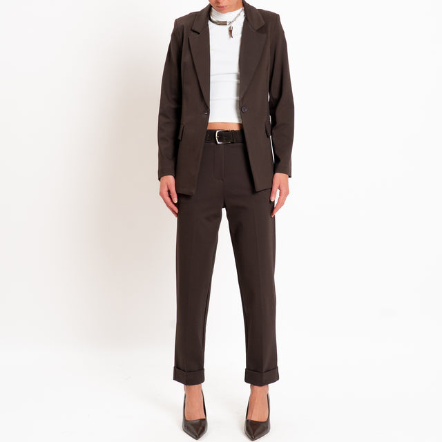 Zeroassoluto-Pantalone BETTY punto milano elastico dietro - moro