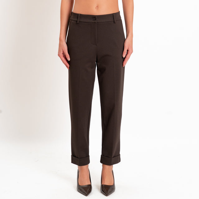 Zeroassoluto-Pantalone BETTY punto milano elastico dietro - moro