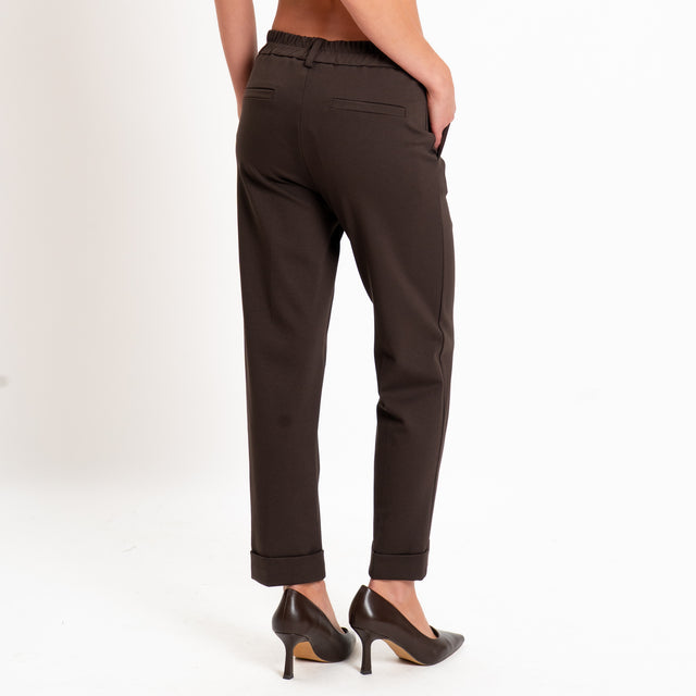 Zeroassoluto-Pantalone BETTY punto milano elastico dietro - moro