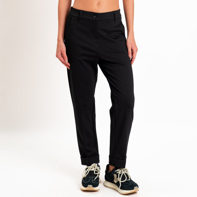 Zeroassoluto-Pantalone BETTY punto milano elastico dietro - nero