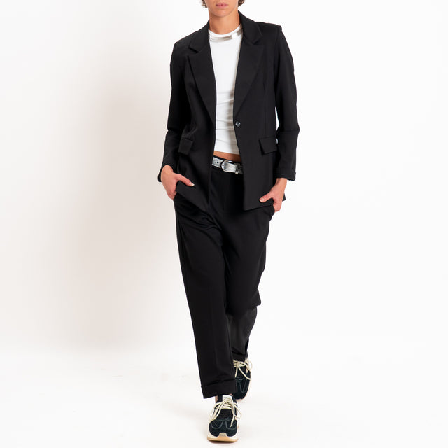 Zeroassoluto-Pantalone BETTY punto milano elastico dietro - nero