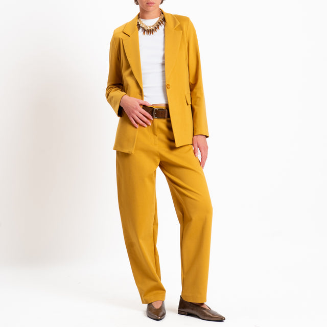 Zeroassoluto-Pantalone BETTY punto milano elastico dietro - Senape