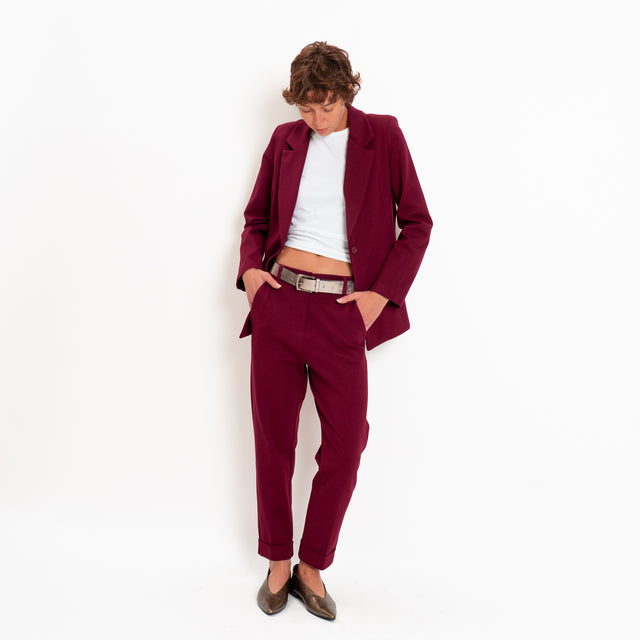 Zeroassoluto-Pantalone BETTY punto milano elastico dietro - vino
