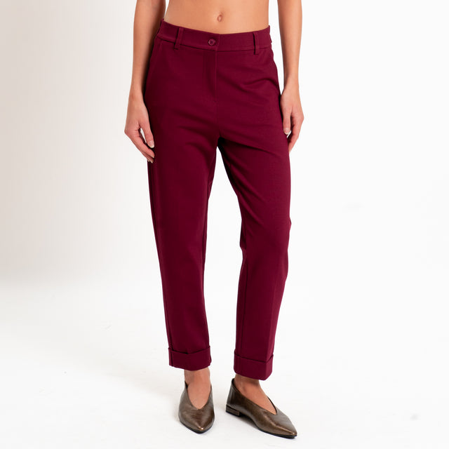 Zeroassoluto-Pantalone BETTY punto milano elastico dietro - vino