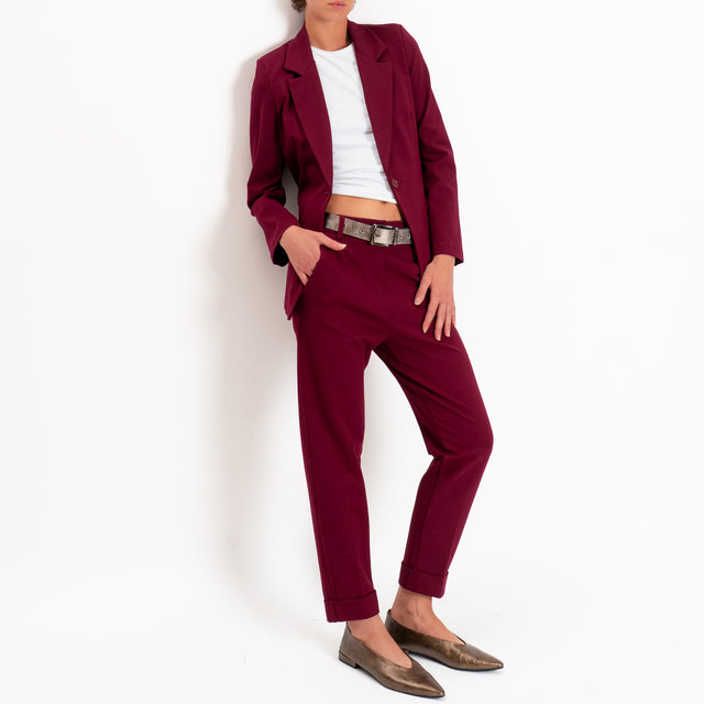 Zeroassoluto-Pantalone BETTY punto milano elastico dietro - vino