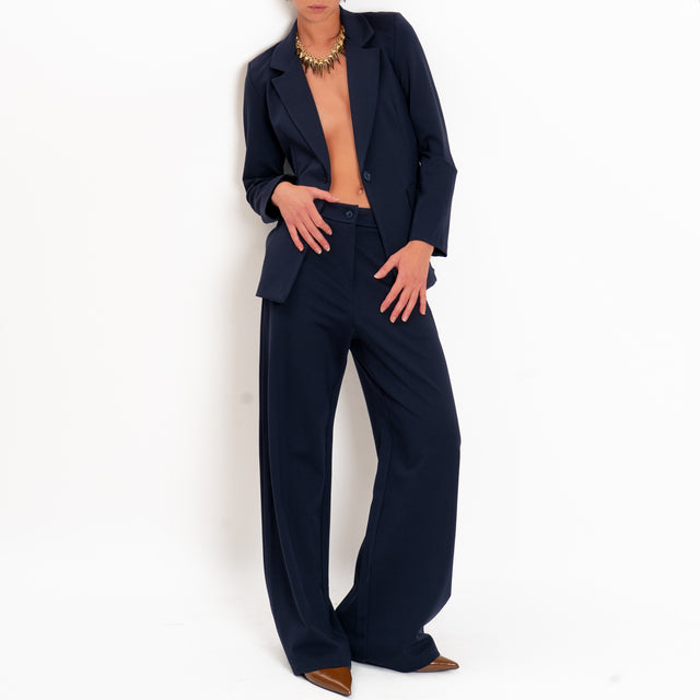 Zeroassoluto-Pantalone BLOOM wide leg punto milano - blu