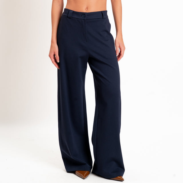 Zeroassoluto-Pantalone BLOOM wide leg punto milano - blu