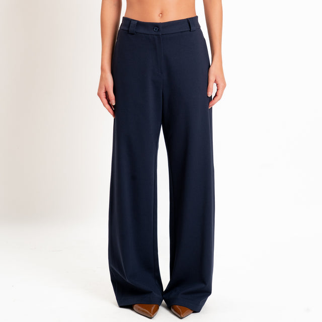 Zeroassoluto-Pantalone BLOOM wide leg punto milano - blu