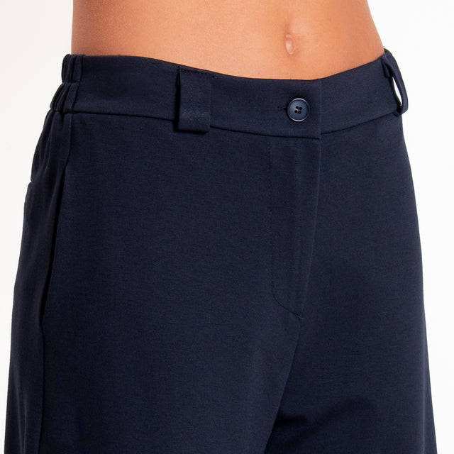 Zeroassoluto-Pantalone BLOOM wide leg punto milano - blu