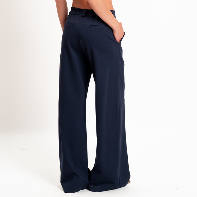 Zeroassoluto-Pantalone BLOOM wide leg punto milano - blu