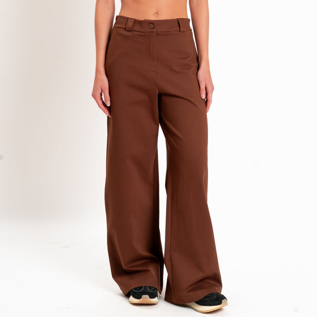 Zeroassoluto-Pantalone BLOOM wide leg punto milano - choco