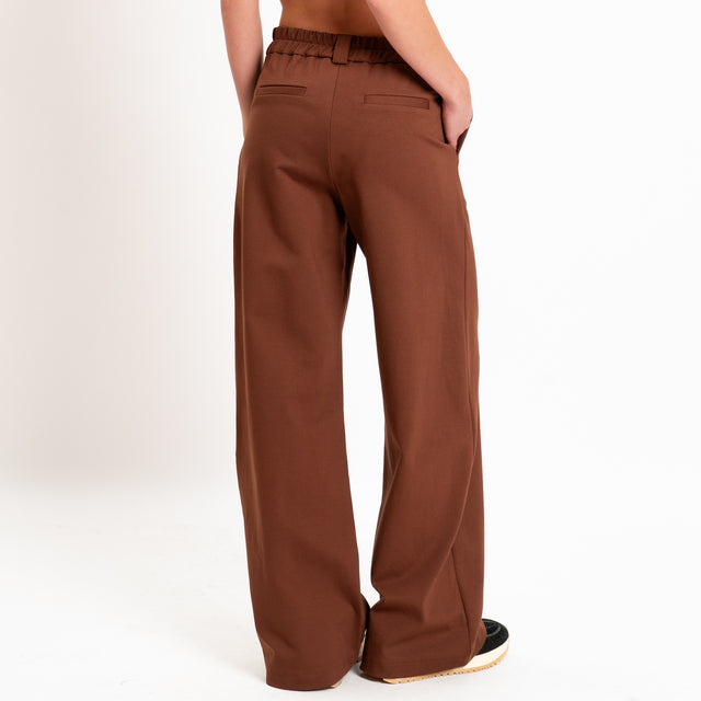 Zeroassoluto-Pantalone BLOOM wide leg punto milano - choco