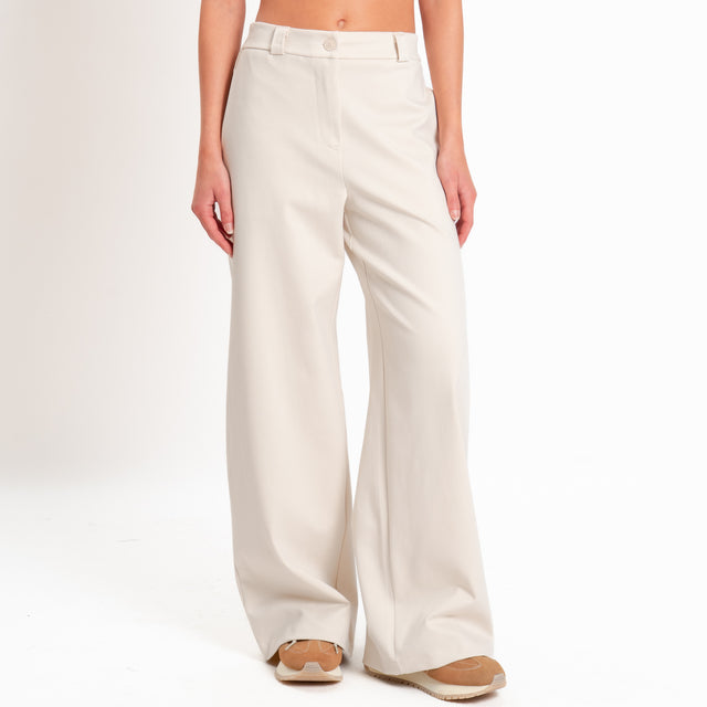 Zeroassoluto-Pantalone BLOOM wide leg punto milano - gesso