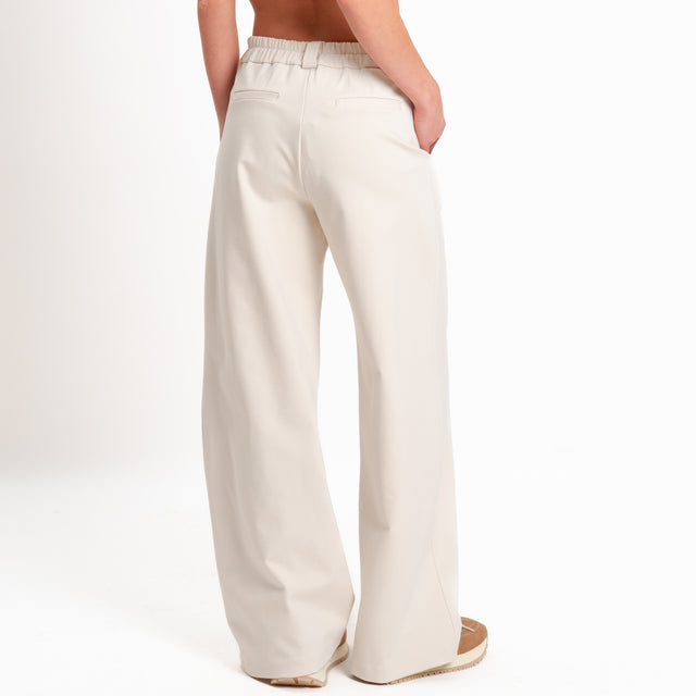 Zeroassoluto-Pantalone BLOOM wide leg punto milano - gesso