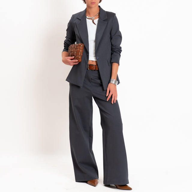 Zeroassoluto-Pantalone BLOOM wide leg punto milano - piombo