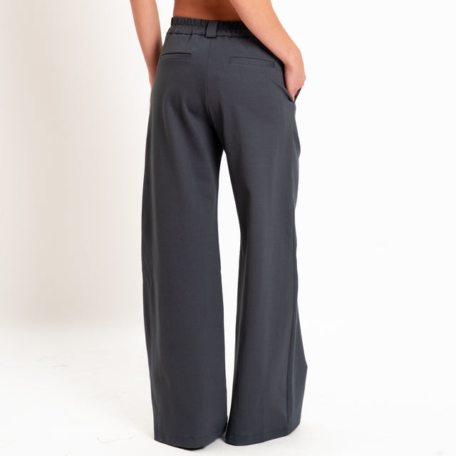 Zeroassoluto-Pantalone BLOOM wide leg punto milano - piombo