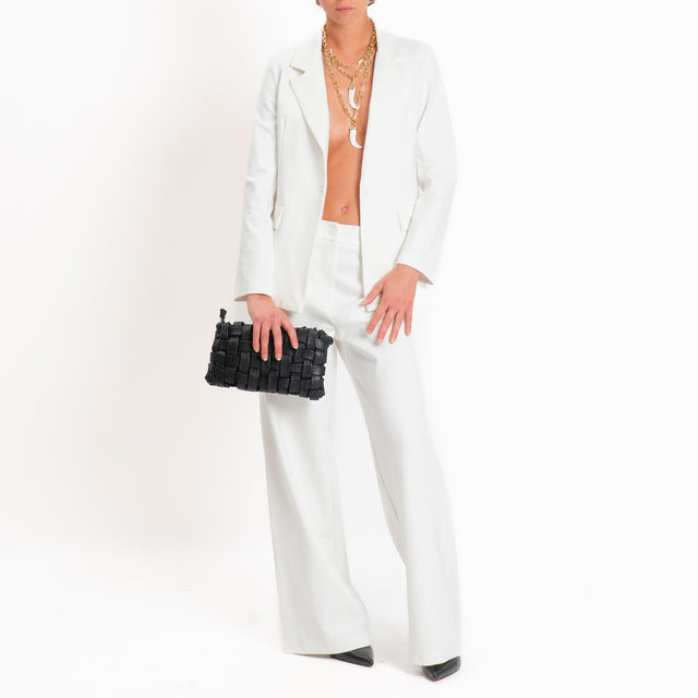 Zeroassoluto-Pantalone BLOOM wide leg punto milano - latte