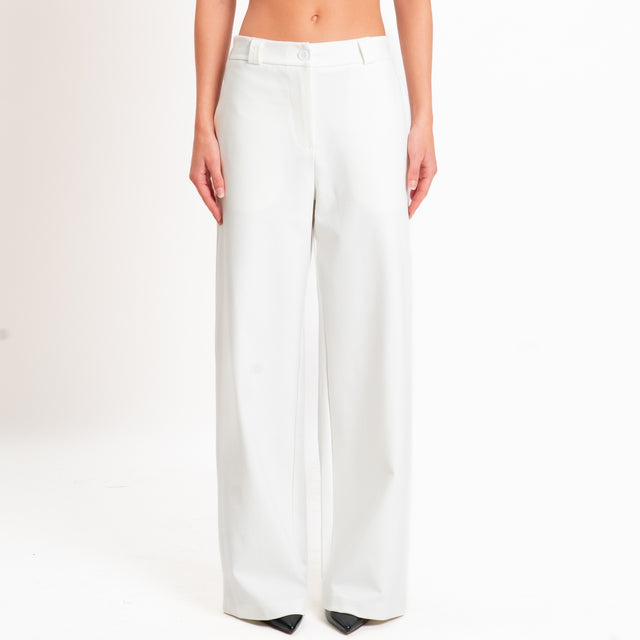 Zeroassoluto-Pantalone BLOOM wide leg punto milano - latte