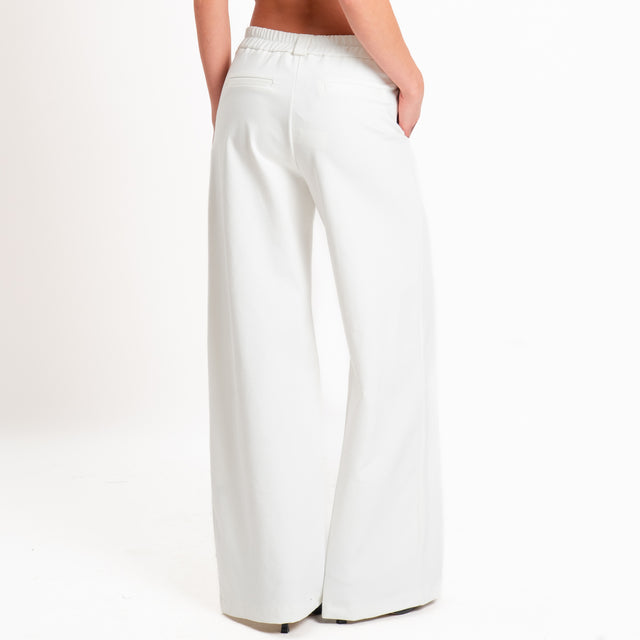 Zeroassoluto-Pantalone BLOOM wide leg punto milano - latte