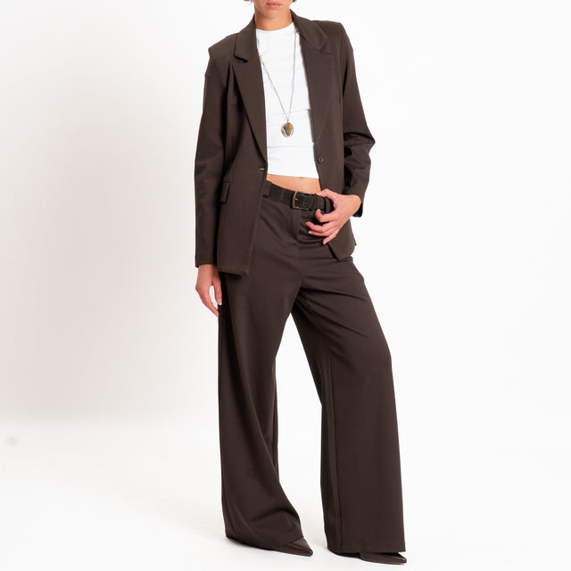 Zeroassoluto-Pantalone BLOOM wide leg punto milano - moro