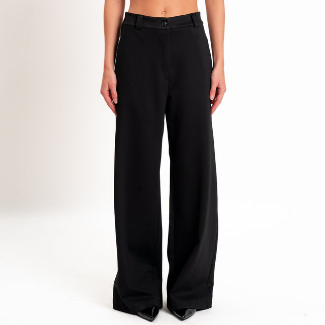 Zeroassoluto-Pantalone BLOOM wide leg punto milano - nero