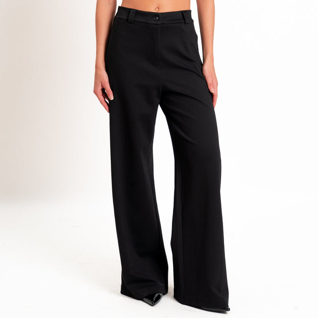 Zeroassoluto-Pantalone BLOOM wide leg punto milano - nero