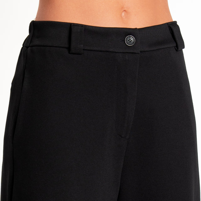 Zeroassoluto-Pantalone BLOOM wide leg punto milano - nero