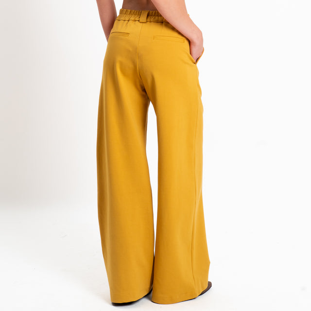 Zeroassoluto-Pantalone BLOOM wide leg punto milano - Senape