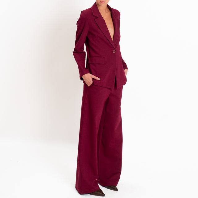 Zeroassoluto-Pantalone BLOOM wide leg punto milano - vino
