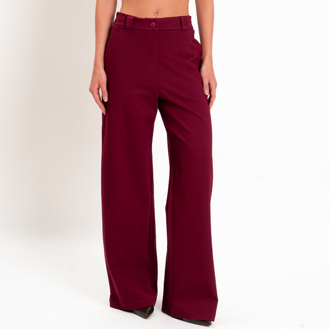 Zeroassoluto-Pantalone BLOOM wide leg punto milano - vino