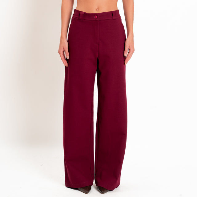 Zeroassoluto-Pantalone BLOOM wide leg punto milano - vino