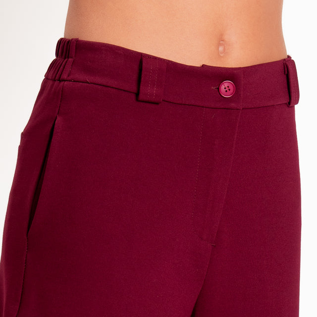 Zeroassoluto-Pantalone BLOOM wide leg punto milano - vino