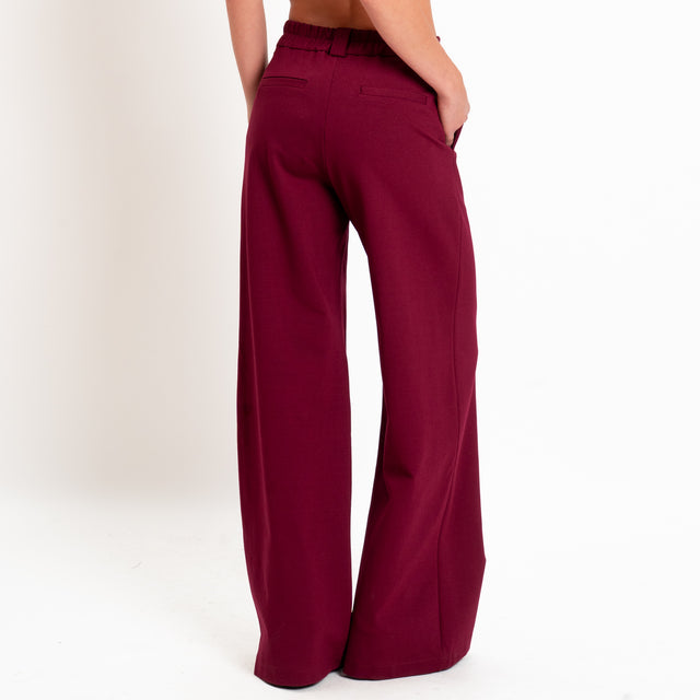 Zeroassoluto-Pantalone BLOOM wide leg punto milano - vino