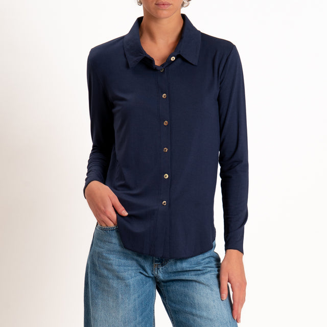 Zeroassoluto-Camicia CARLY in jersey elasticizzato - blu