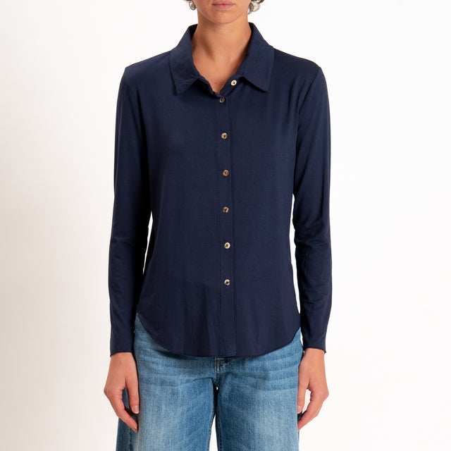 Zeroassoluto-Camicia CARLY in jersey elasticizzato - blu