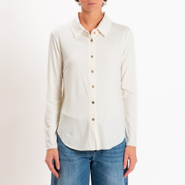Zeroassoluto-Camicia CARLY in jersey elasticizzato - burro
