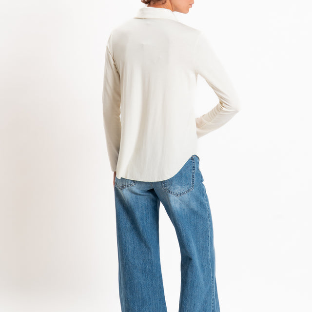 Zeroassoluto-Camicia CARLY in jersey elasticizzato - burro