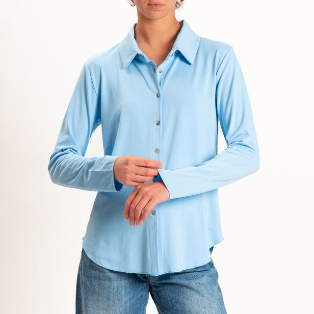 Zeroassoluto-Camicia CARLY in jersey elasticizzato - celeste