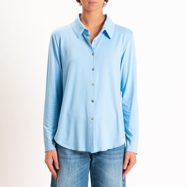 Zeroassoluto-Camicia CARLY in jersey elasticizzato - celeste