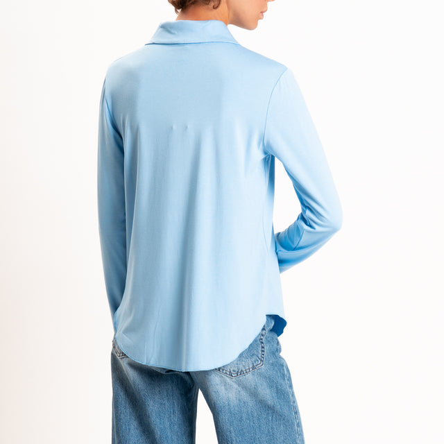 Zeroassoluto-Camicia CARLY in jersey elasticizzato - celeste